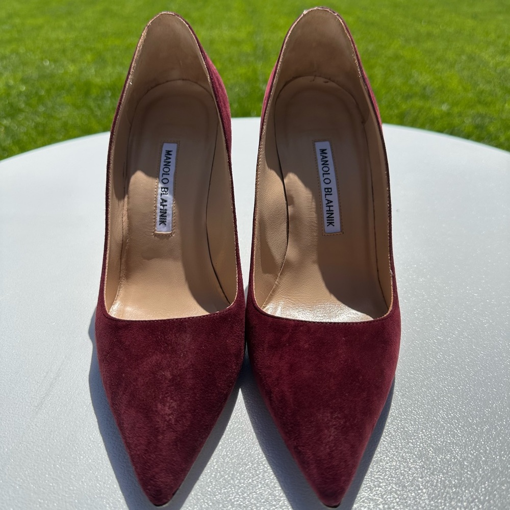Manolo Blahnik BB Garnet Red Suede 105mm Pumps - Worn only twice - 39/9